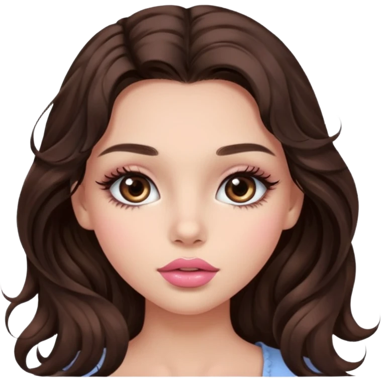 big brown eye very long lashes wavy dark brown hair wheat skin beautiful kissed girl  emoji