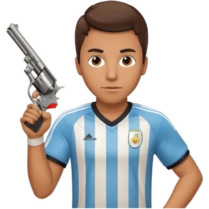 haz un turro con una biszera para atras y con un arma remera argentina pero arma de fuego que tenga un revolver  solo emoji