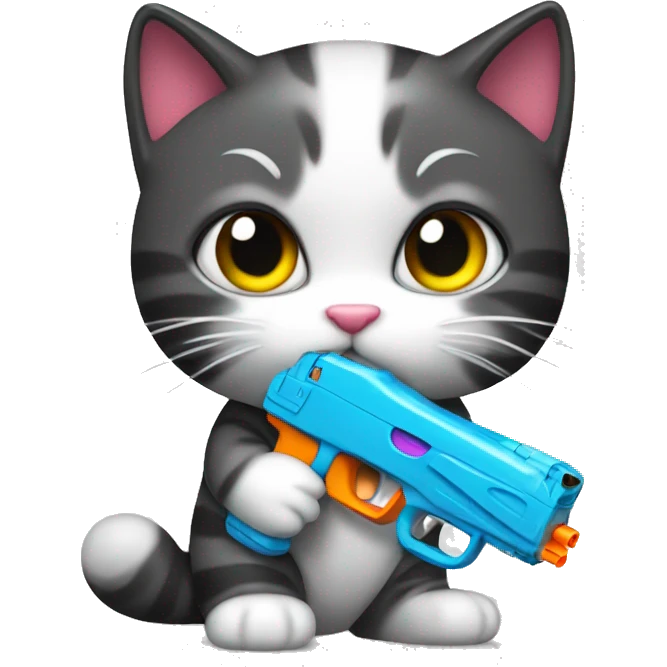 Kitty with watergun emoji
