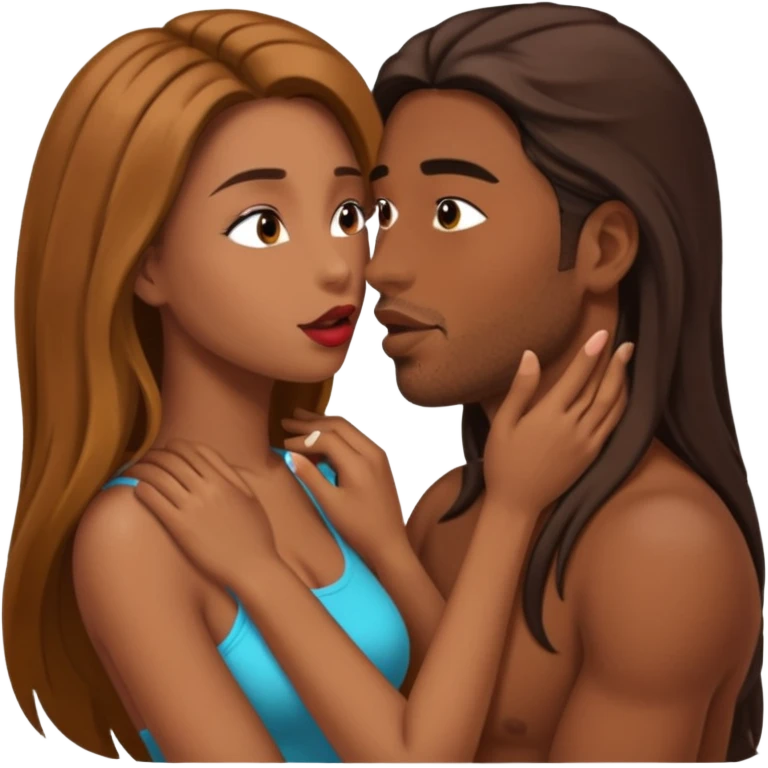 Mulher morena fazendo boquete em um homem emoji