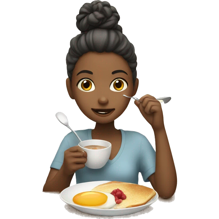Girl eating nice breakfast emoji