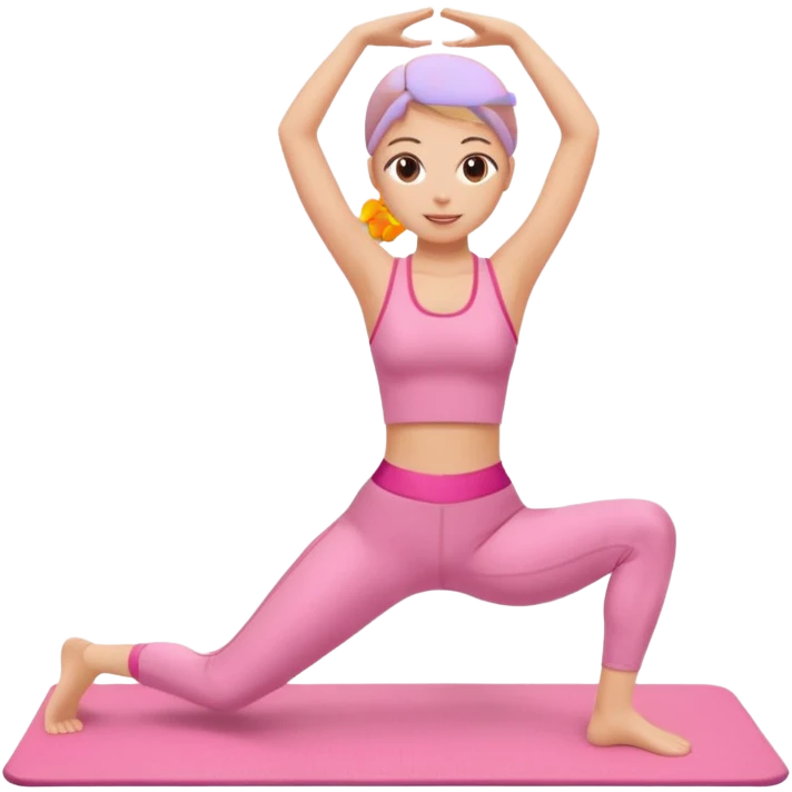 Chica haciendo pilates color rosa atuendo  emoji
