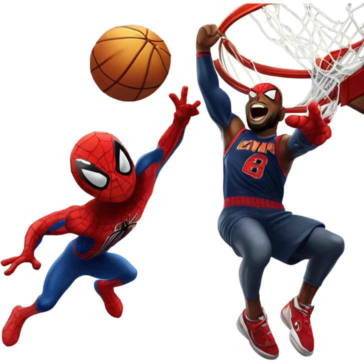 lebron james dunking on spider man emoji