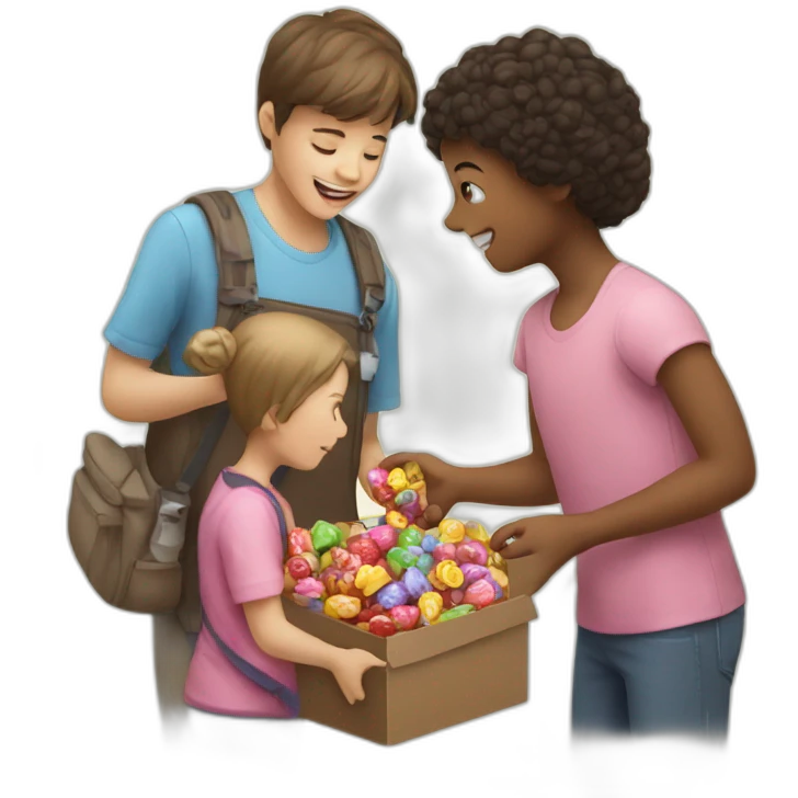 person giving candy to children emoji