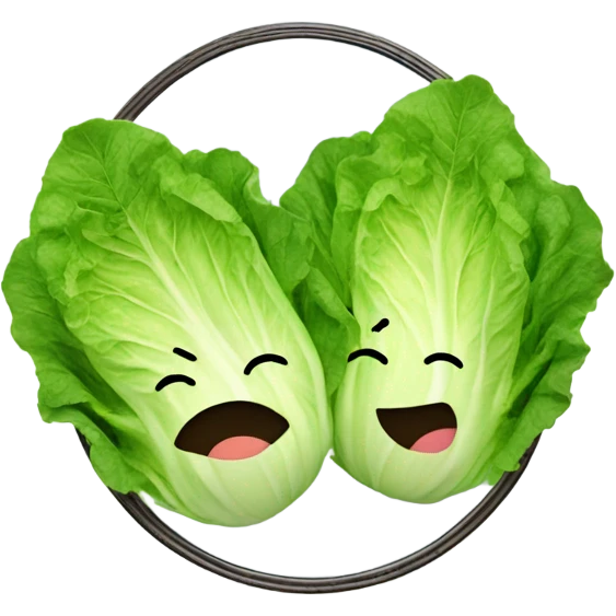 lettuce with a happy face holds a mirror in his hand and looks at it emoji