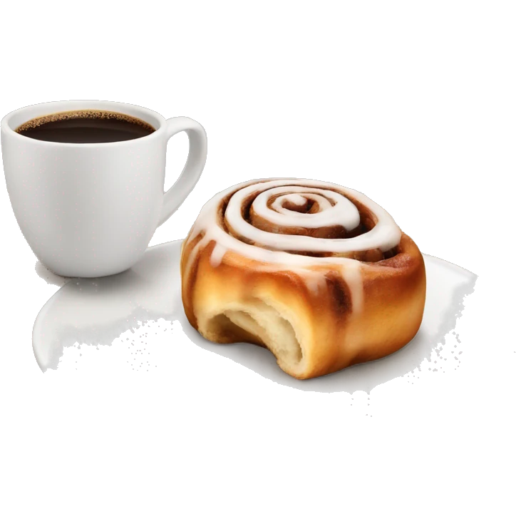 Cinnamon Roll next to coffee emoji