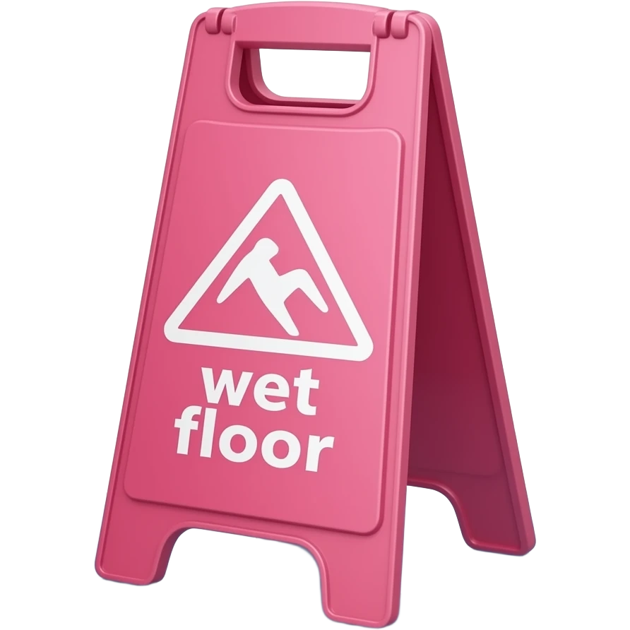 Pink wet floor sign  that says wet floor emoji