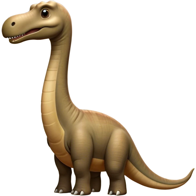 Cinematic Noble Brontosaurus Portrait Emoji, Poised and majestic, with a colossal, elongated neck stretching gracefully from a massive, sturdy body draped in warm, earthy tones, a gentle, wise face with soft, observant eyes, and a long, elegant tail, Simplified yet grandly defined features, highly detailed, glowing with a soft, ancient luminescence, high shine, intelligent and serene, stylized with an air of prehistoric grandeur, focused and calm, soft glowing outline, capturing the essence of a watchful and confident Brontosaurus that appears ready to loom out of the screen with effortless majesty! emoji