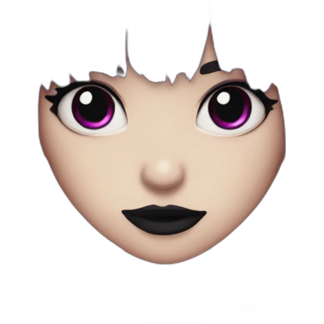 Elissabat-with-bangs-long-hair-purple-and-black-vampire-with-fangs-goth-makeup emoji