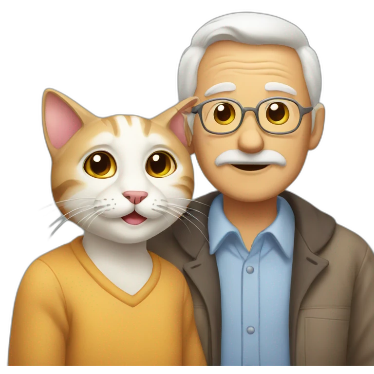 old cat with a grandpa emoji