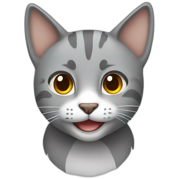 grey cat smiling emoji