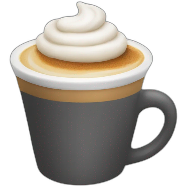 cappuccino in a dark gray cup emoji