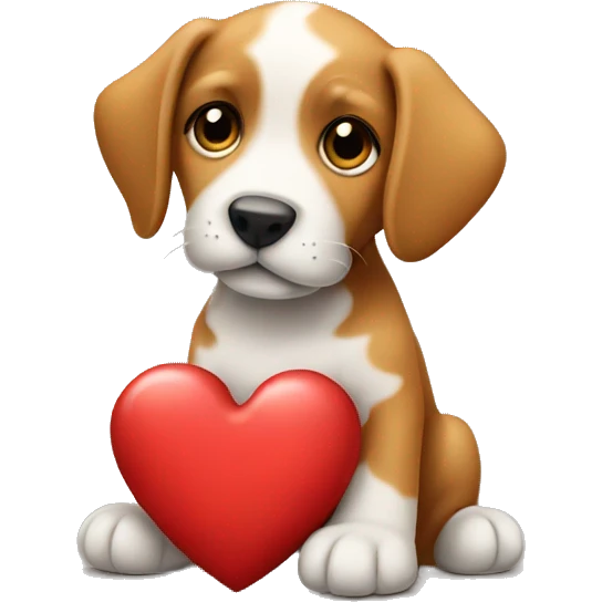 puppy holding a heart  emoji