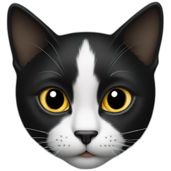 A black cat with white patch from nose to bottom emoji