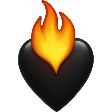 black heart with fire emoji