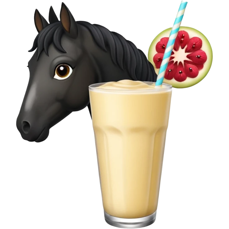 black horse holding smoothie emoji