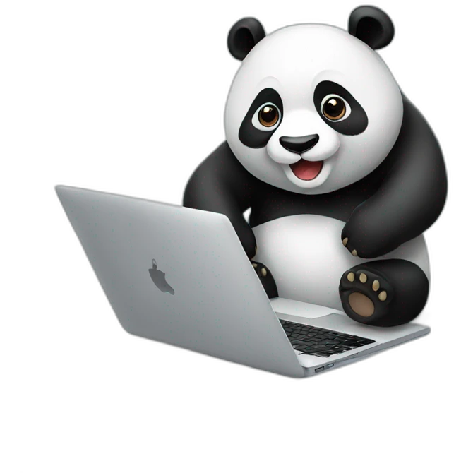 a panda with a macbook emoji