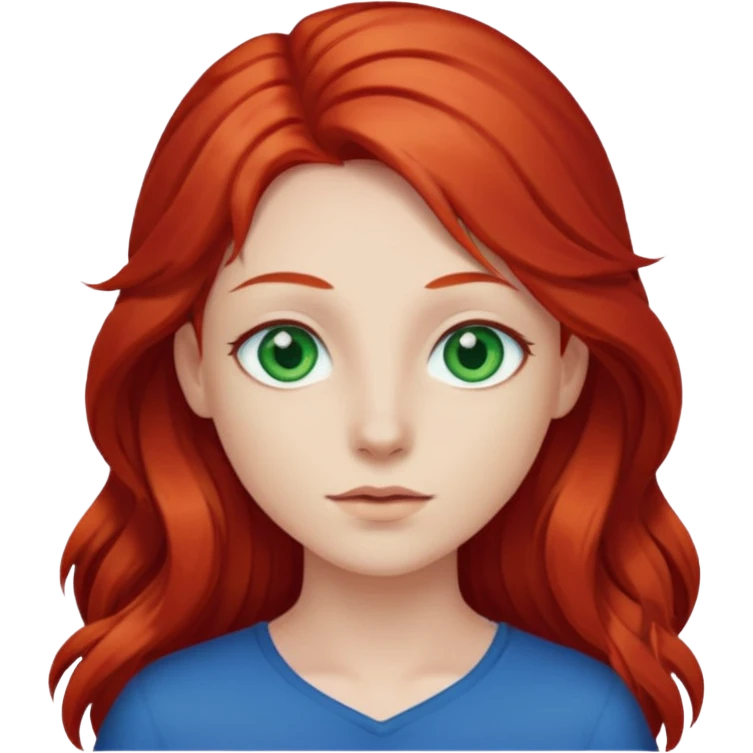 Like the first but her eye green  and blue and her hair red that brolong herwn  emoji