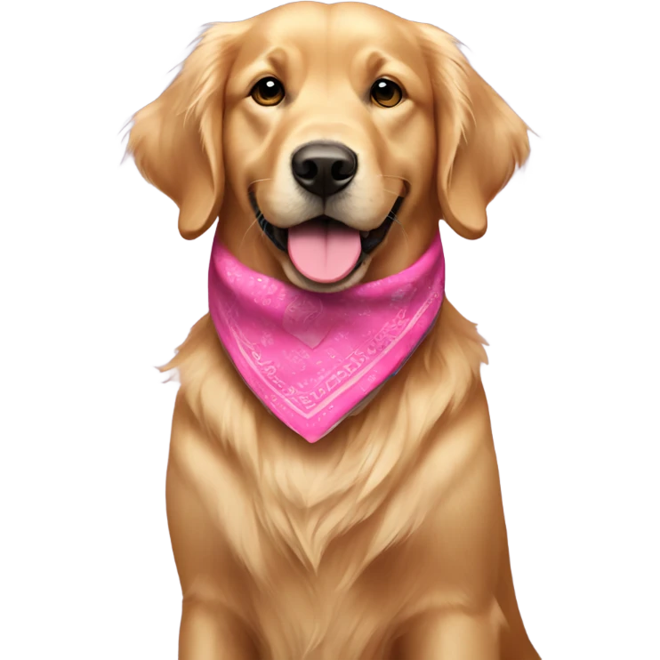 Dark golden retriever with pink bandana emoji