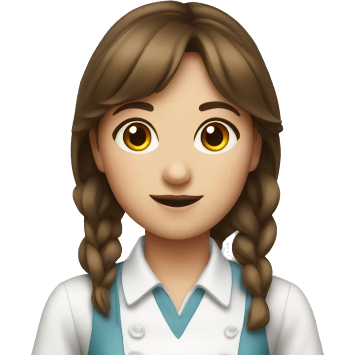 Girl being waitress with brown hair and bangs  emoji