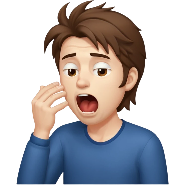 Weak man with disheveled hair yawning emoji