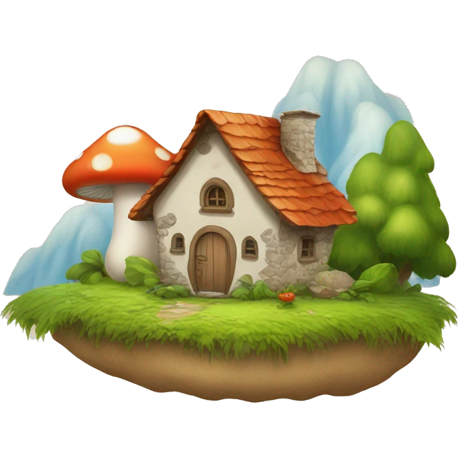 un Schtroumpf avec une maison champignons emoji