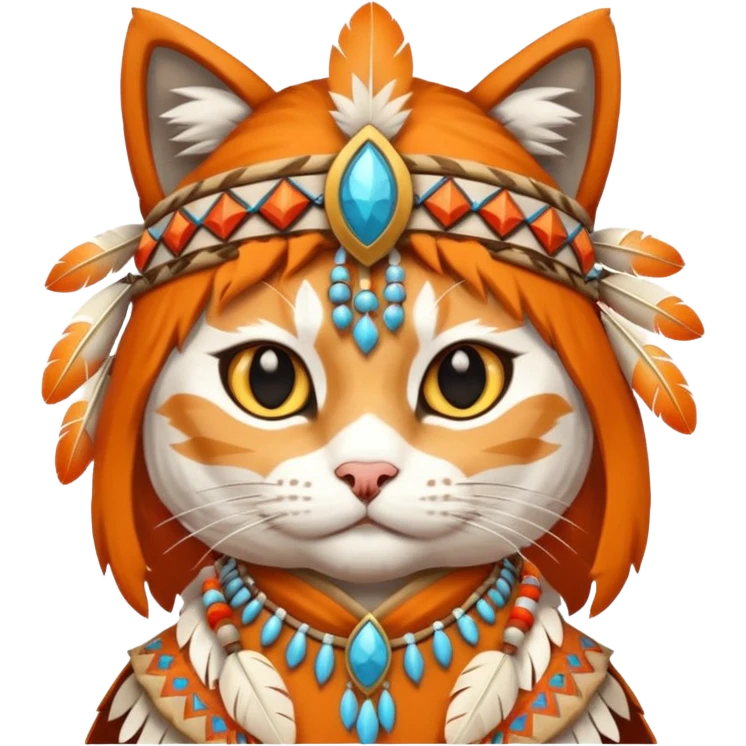 Cat in a Native American costume emoji