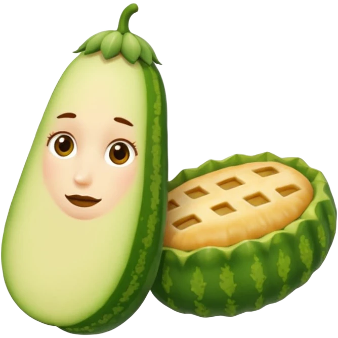 pepino con pies y cabello largo rubio con pestañas postisas y vestida de teibolera emoji