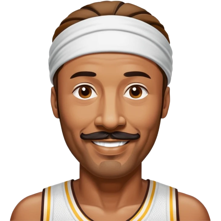 Wilt Chamberlain basketball legend, tall, mustache, headband, smiling emoji