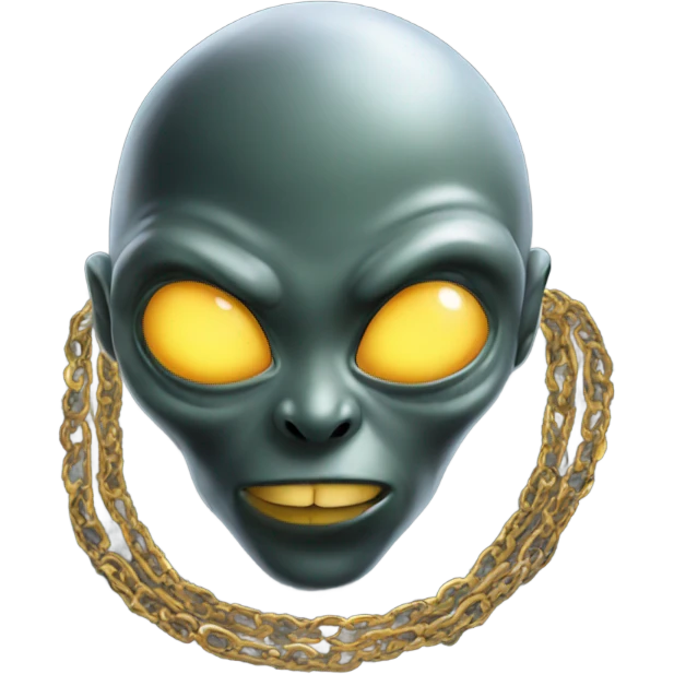 alien with gold chain smoke emoji
