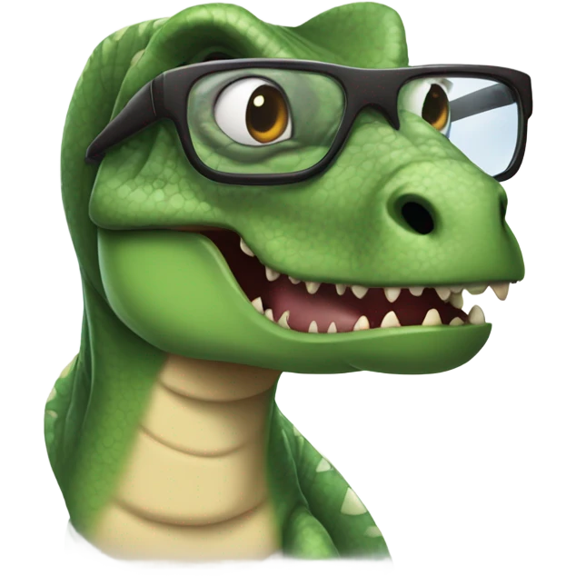 dinosaur with glasses licking a komodo dragon emoji