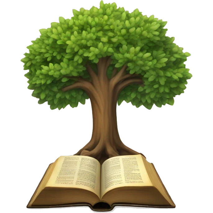 A tree rooted in an open Bible emoji