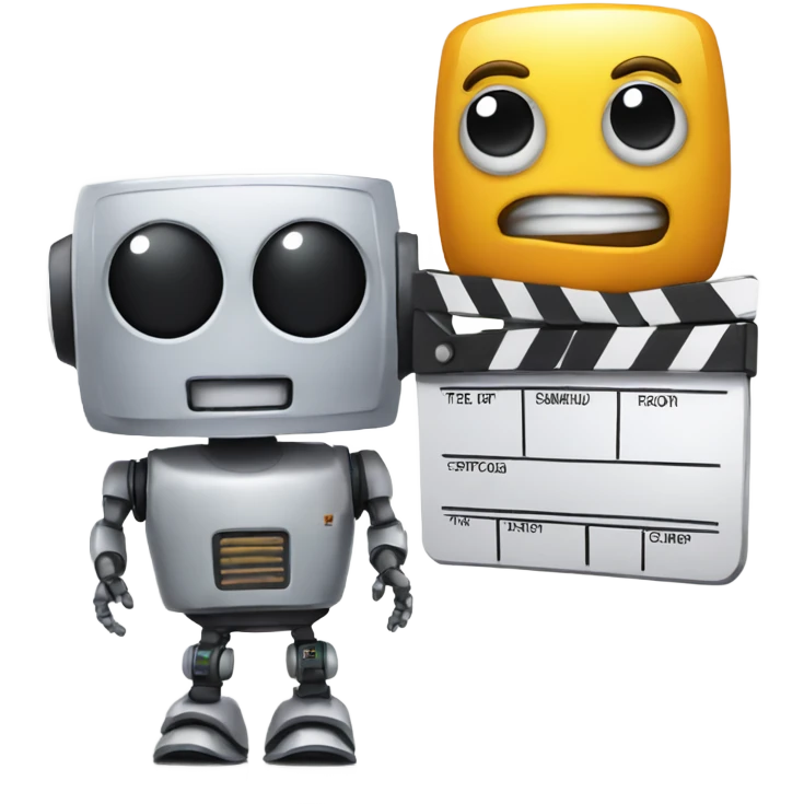 cute robot and a clapboard emoji