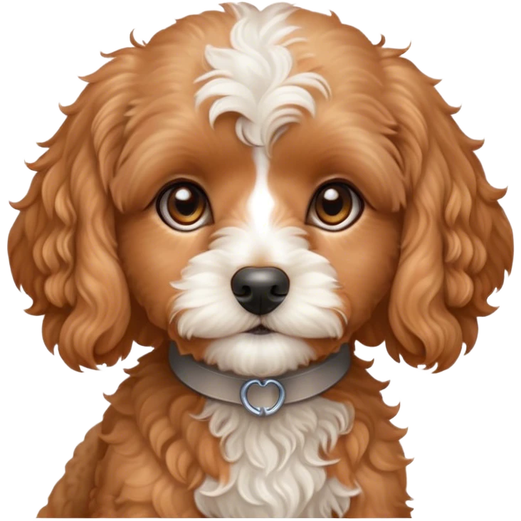 Cinematic Noble Apricot Cavoodle Portrait Emoji, Poised and regal, with a compact, cuddly build and a soft, curly apricot coat accented by gentle white markings, deep-set soulful brown eyes, Simplified yet sharp and sophisticated features, highly detailed, glowing with a soft, dignified glow, high shine, intelligent and affectionate, stylized with an air of elegance, focused and attentive, soft glowing outline, capturing the essence of a watchful and confident companion, so majestic it feels as though it could step out of the screen with effortless authority! emoji