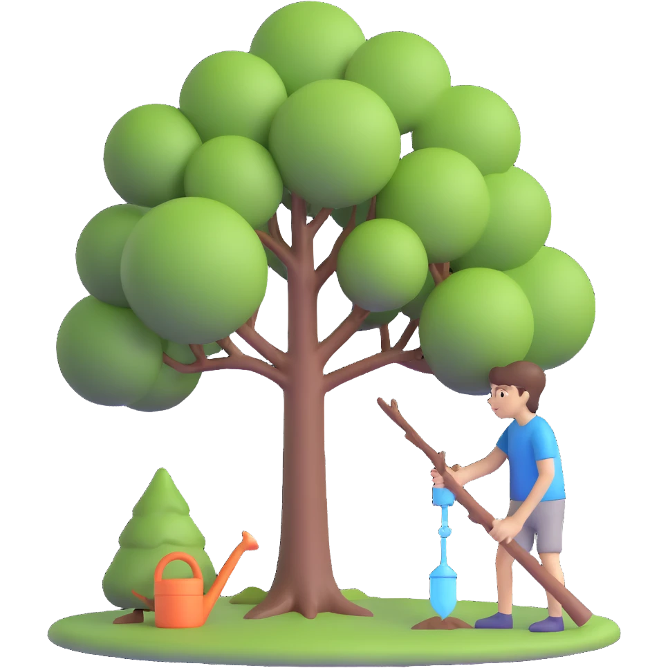 18 year old boy watering a tree emoji