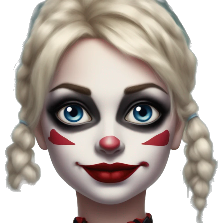 iPhone in Harley Quinn style, oil paint, mysterious eyes, intricate lips, masterpiece portrait, odd perspective, beautiful, desirable, logical emoji