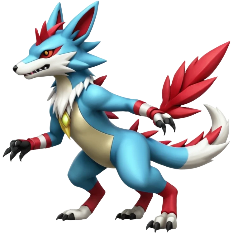 Shiny Cool Zeraora-Sergal-Zangoose-Protogen-grem2-Wickerbeast-Pokémon, full body emoji