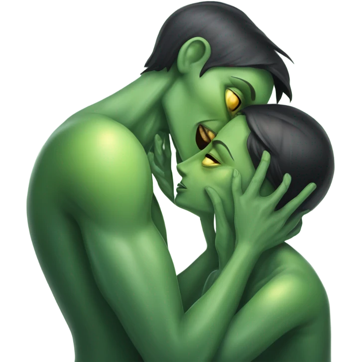 a Reptilian alien woman kissing Man  emoji