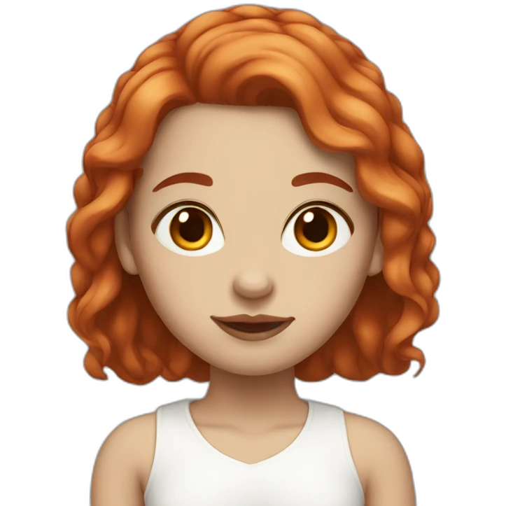 Female with white skin, brown eyes, red hair, nose piercing emoji