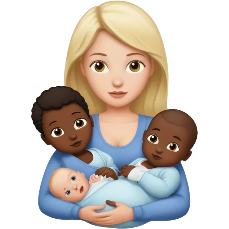 White woman breastfeeding a white baby and black baby emoji