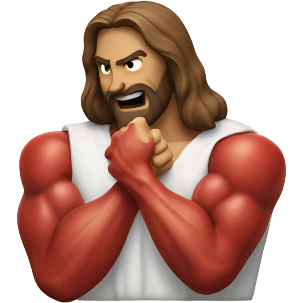 Jesus arm wrestling the devil emoji