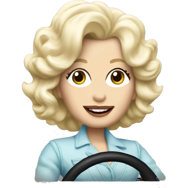 Dolly Parton driving a car emoji