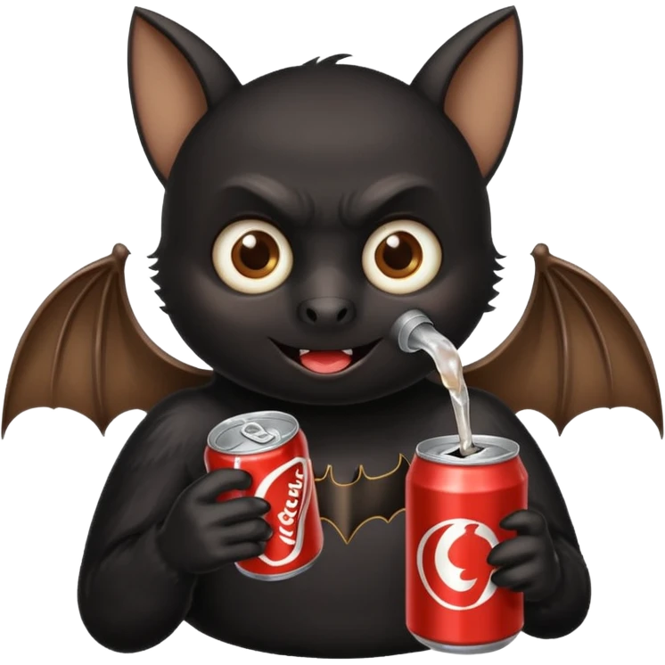 black bat drinkig soda emoji