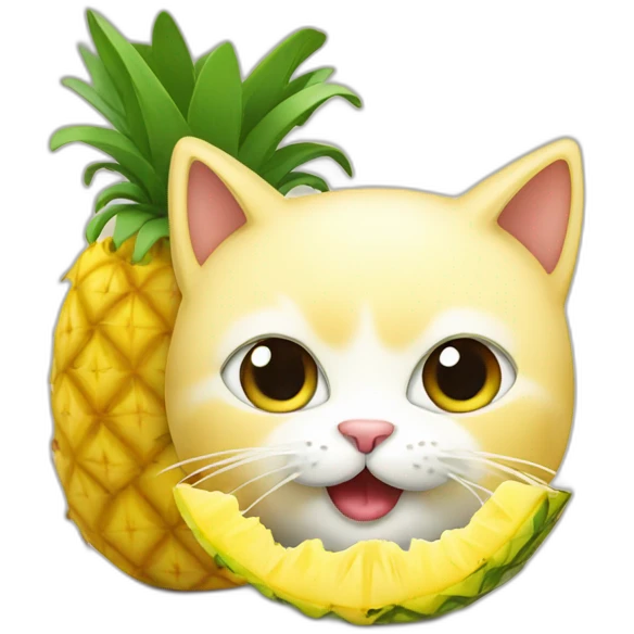 Cat eating ananas emoji