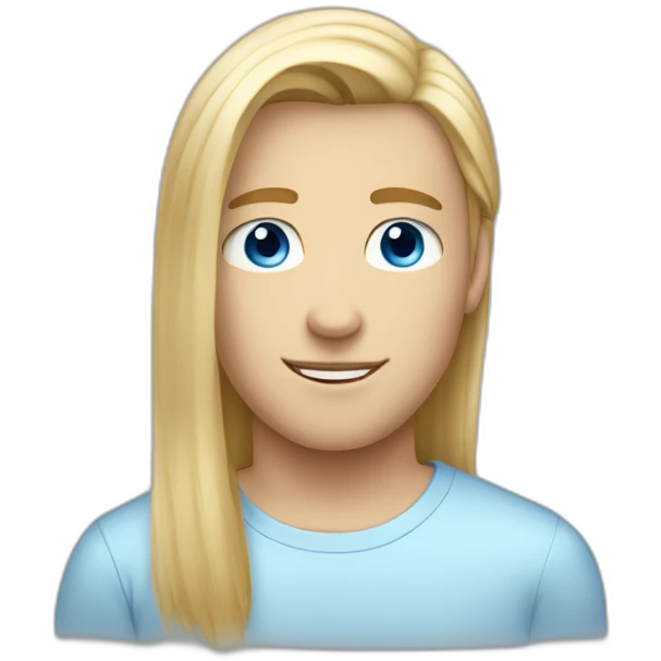 blue-eyed male teen long straight blond hair emoji