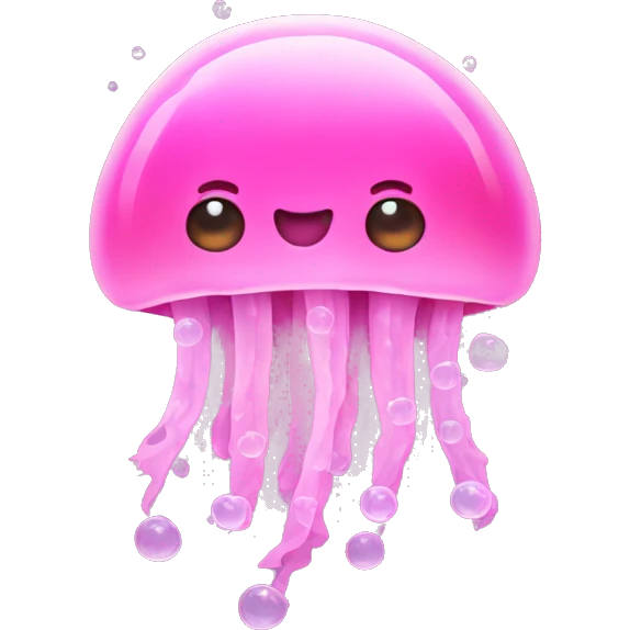 Pink jellyfish with bubbles emoji