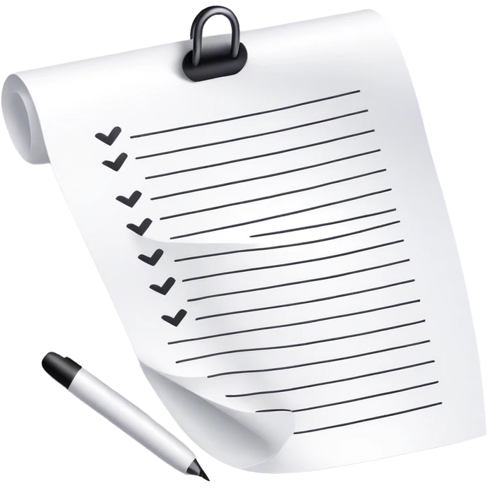 White paper list with black writing emoji