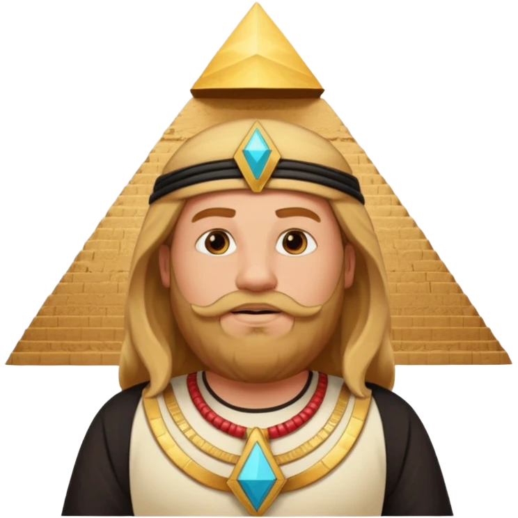 fat male blond reddish long hair agent with three-day-beard in egypt with pyramid. emoji