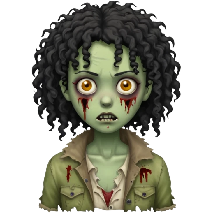 Black curly head girl zombie emoji