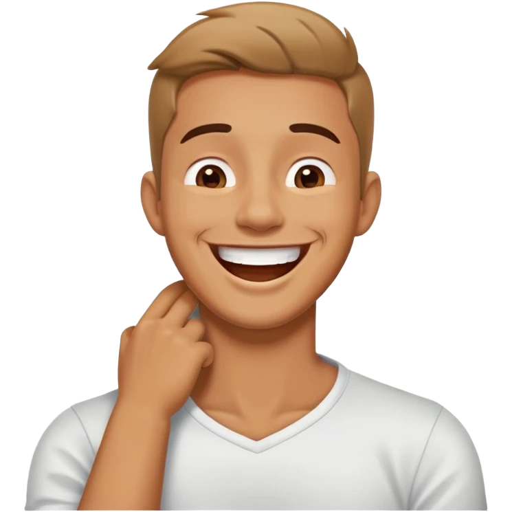 Guy holding his neck laughing emoji